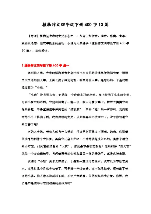 植物作文四年级下册400字10篇