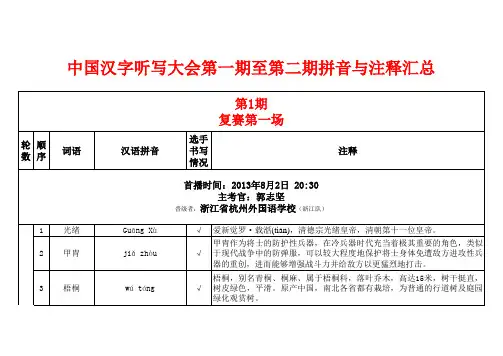 中国汉字听写大会第一期至第二期拼音与注释汇总