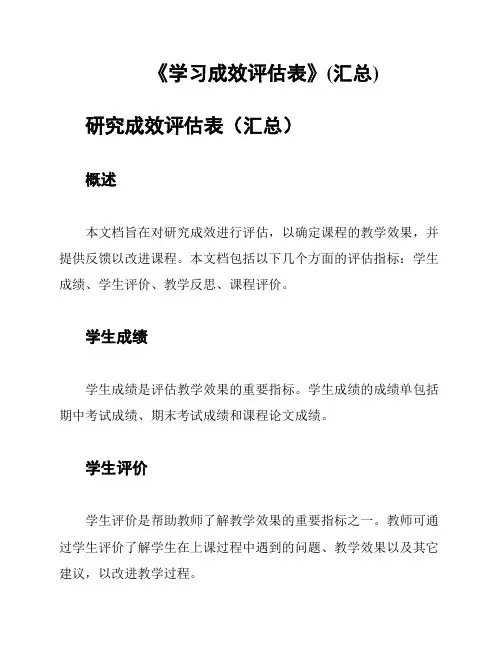 《学习成效评估表》(汇总)