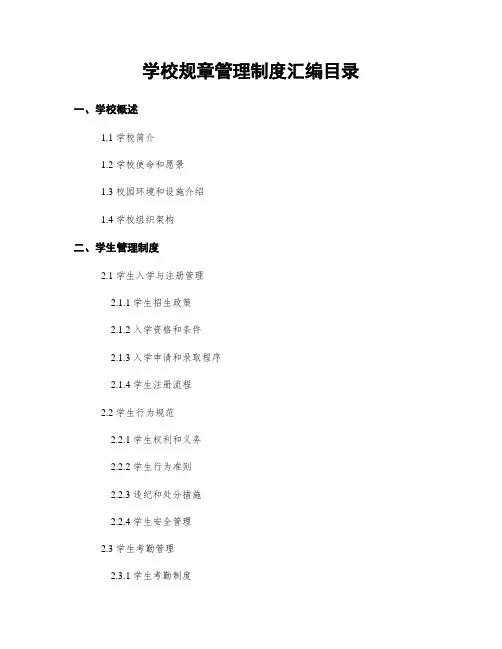 学校规章管理制度汇编目录