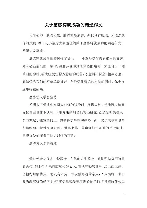 关于磨练铸就成功的精选作文