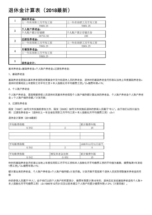 退休金计算表（2018最新）