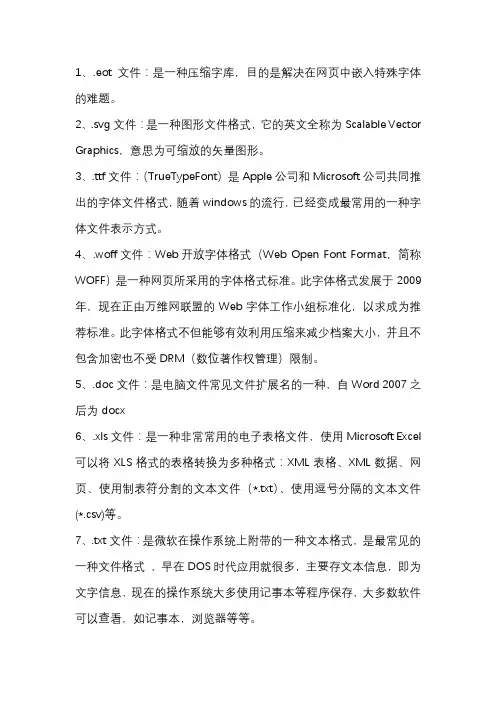 常用文件名后缀