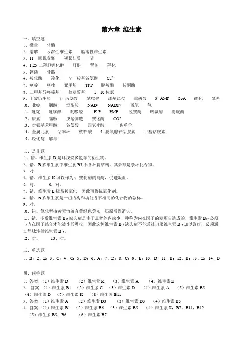 第六章 维生素答案