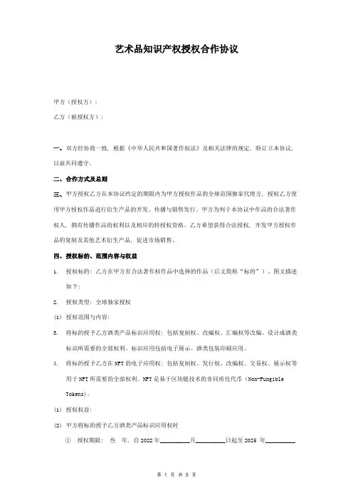 艺术品知识产权授权合作协议