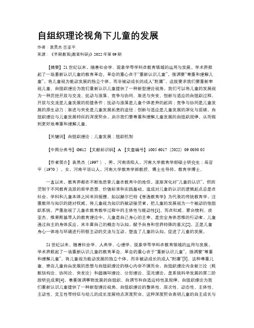 自组织理论视角下儿童的发展