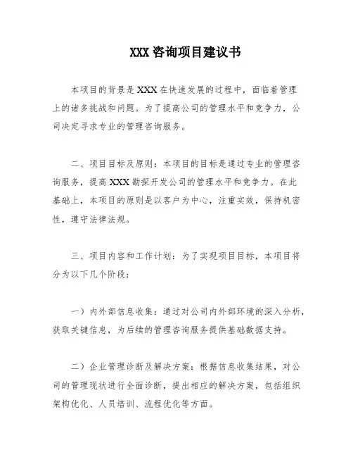 XXX咨询项目建议书