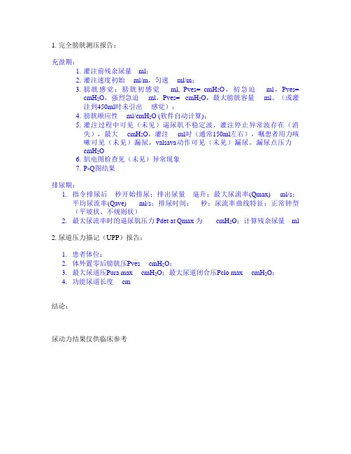 尿流动力学报告模板参考