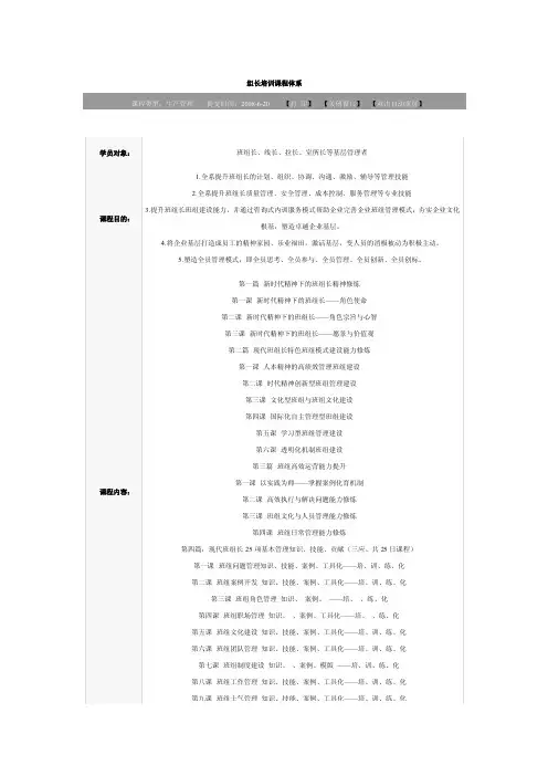 组长培训课程体系
