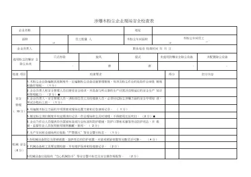 涉爆木粉尘企业现场安全检查表