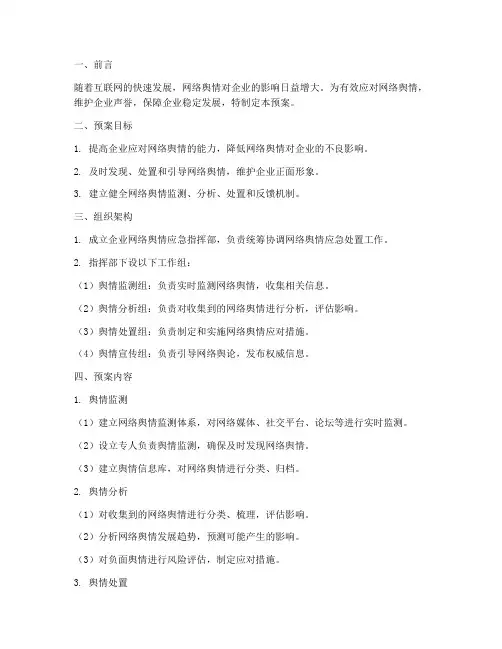 企业网络舆情应急预案