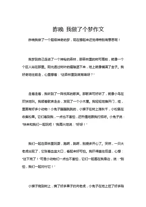 昨晚 我做了个梦作文