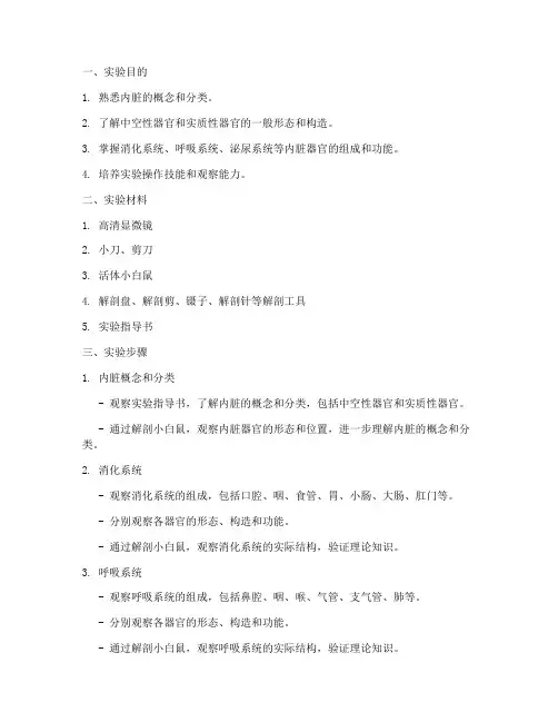 内脏及器官实验报告