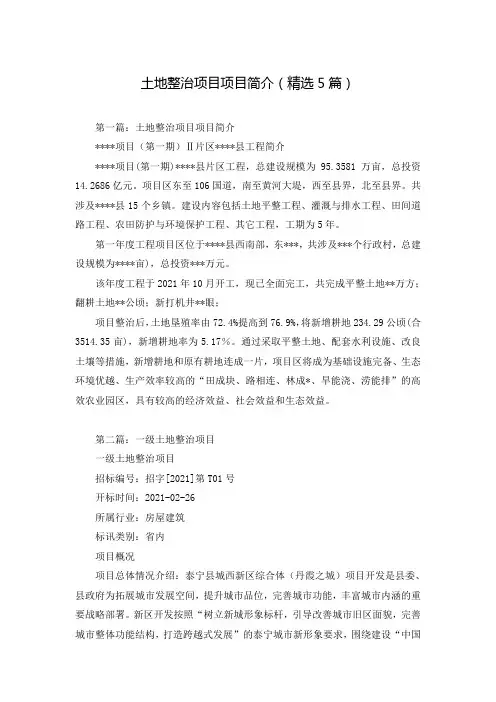 土地整治项目项目简介(精选5篇)