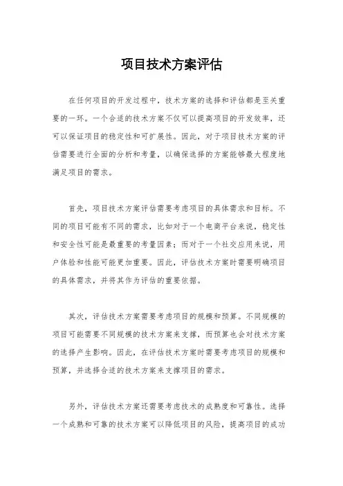 项目技术方案评估