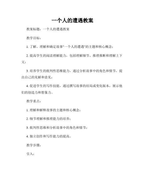 一个人的遭遇教案