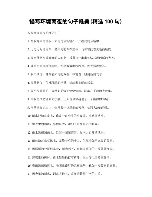 描写环境雨夜的句子唯美(精选100句)
