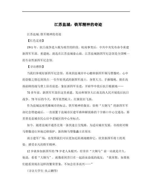 江苏盐城：铁军精神的奇迹