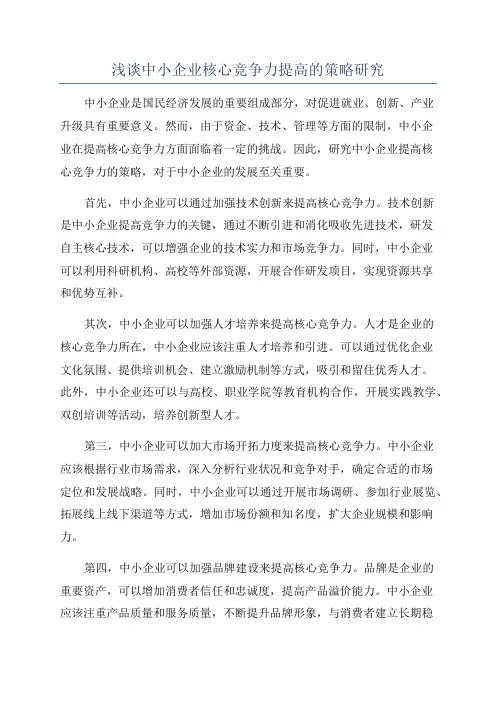 浅谈中小企业核心竞争力提高的策略研究