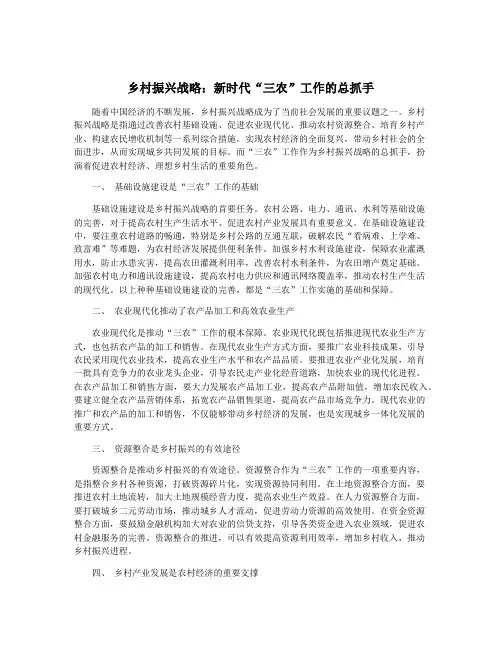 乡村振兴战略：新时代“三农”工作的总抓手