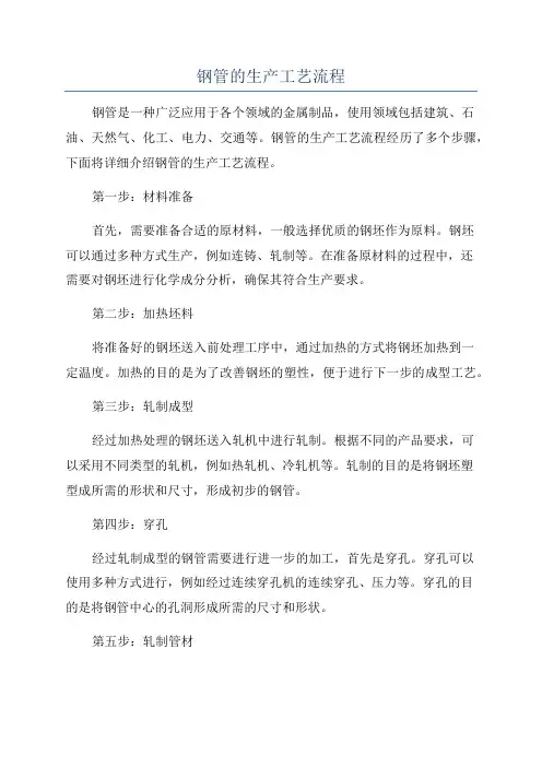 钢管的生产工艺流程