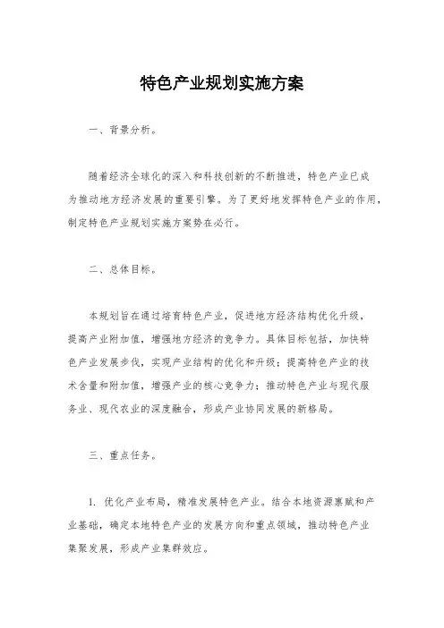 特色产业规划实施方案
