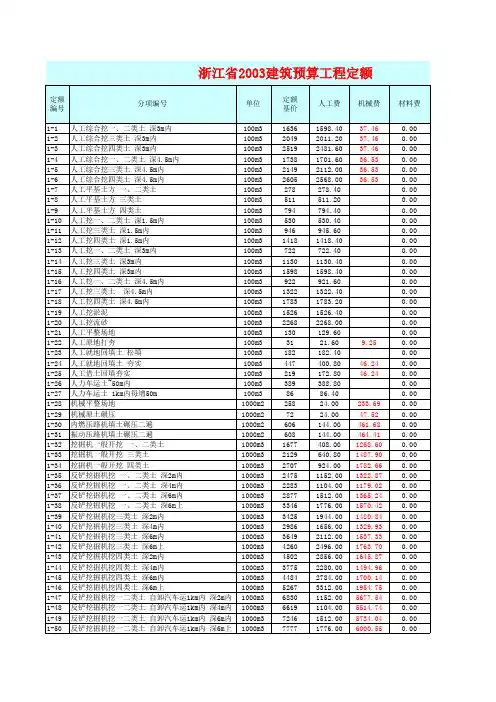 2003浙江省建筑工程预算定额