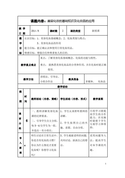 第一周美容化妆的基础知识及化妆品的应用
