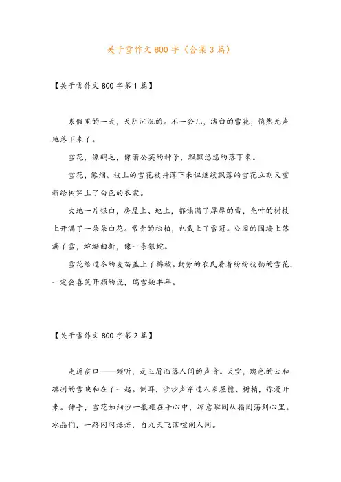 关于雪作文800字(合集3篇)