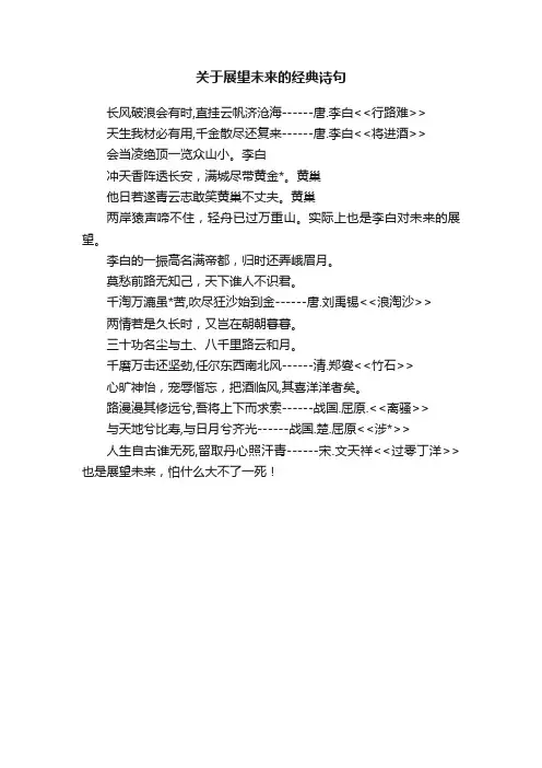 关于展望未来的经典诗句