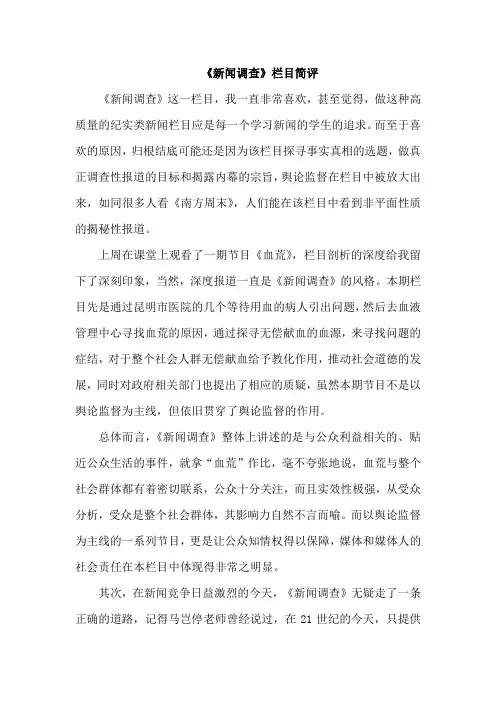 新闻调查简评