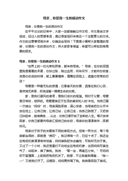 母亲，你是我一生的感动作文