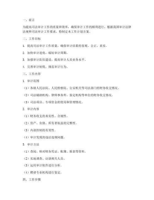 司法审计工作计划方案范文