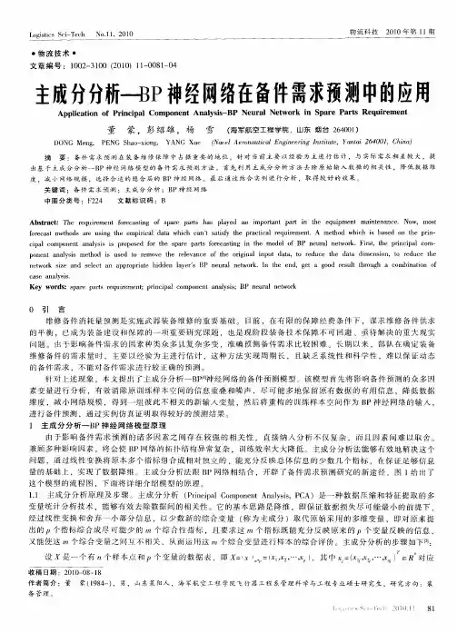 主成分分析—BP神经网络在备件需求预测中的应用
