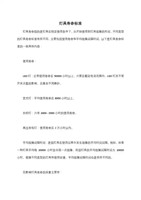 灯具寿命标准