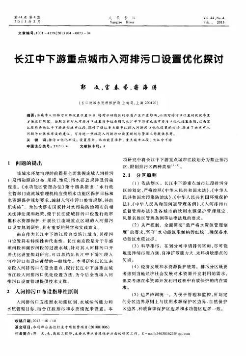 长江中下游重点城市入河排污口设置优化探讨