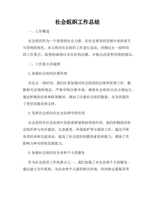 社会组织工作总结