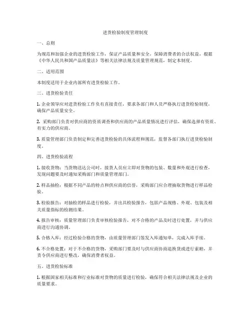 进货检验制度管理制度