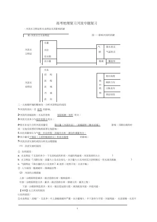 高考地理复习河流专题复习河流水文特征和水系特征及其影响因素