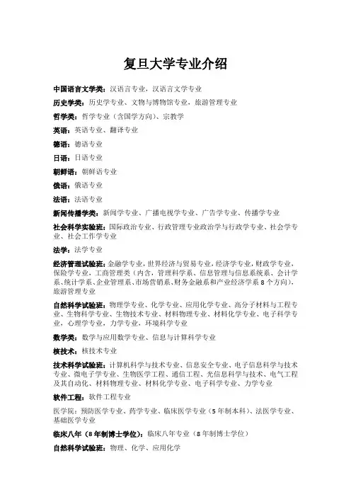 复旦大学专业介绍
