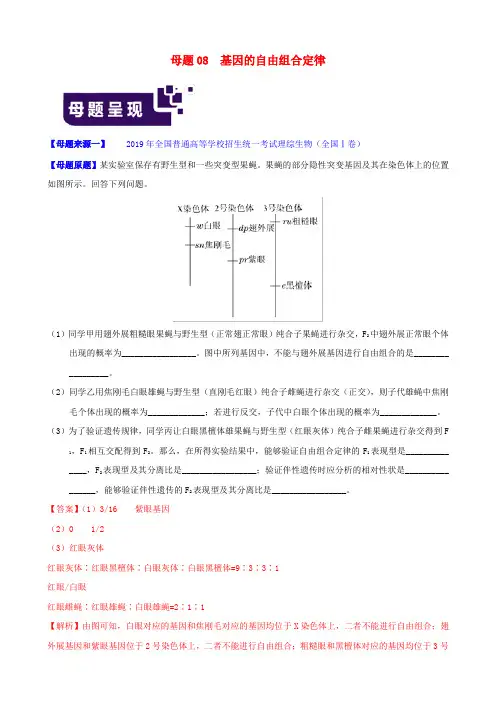 高考生物母题题源系列专题08基因的自由组合定律(含解析)