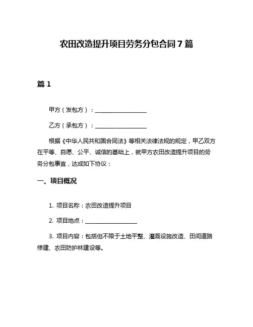 农田改造提升项目劳务分包合同7篇