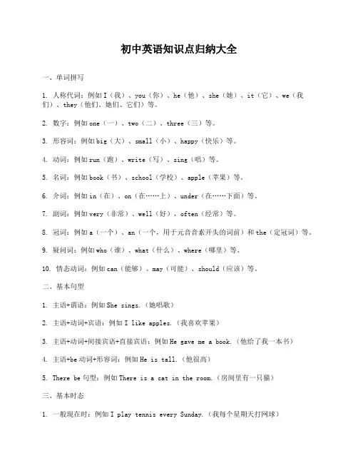 初中英语知识点归纳大全