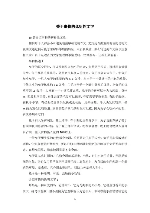 关于事物的说明性文字
