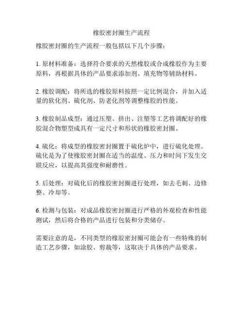 橡胶密封圈生产流程