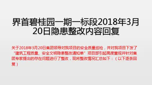 界首碧桂园一期一标段2018年3月20日隐患整改内容回复
