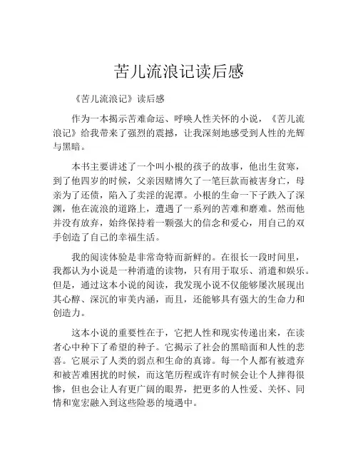 苦儿流浪记读后感(精选10篇)