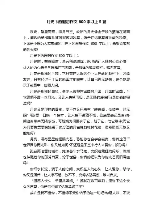 月光下的遐想作文600字以上5篇