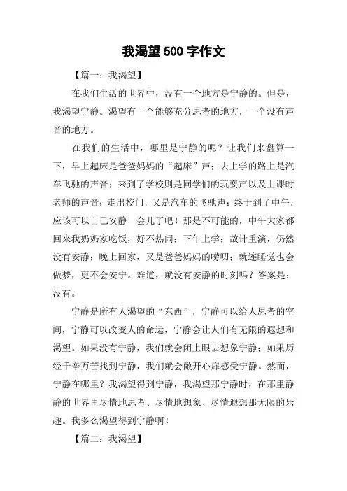 我渴望500字作文