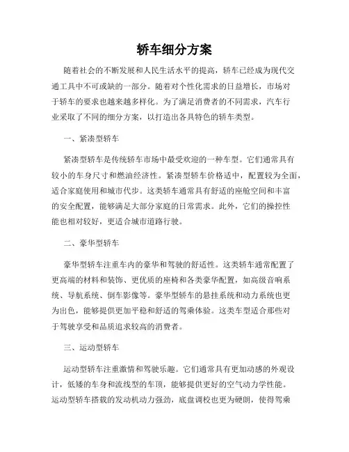 轿车细分方案